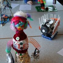 Sculpture using recycled materials created by Yr 8 Cottingham High School