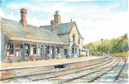 Highley Station before the Engine House and the foot bridge, greeting card
