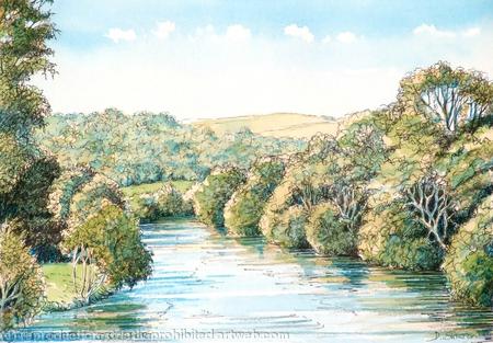 Stourport & River Severn looking north from the bridge, greeting card