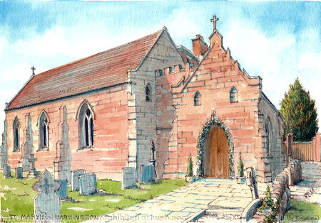 Harvington Church Nr Harvington Hall greeting card