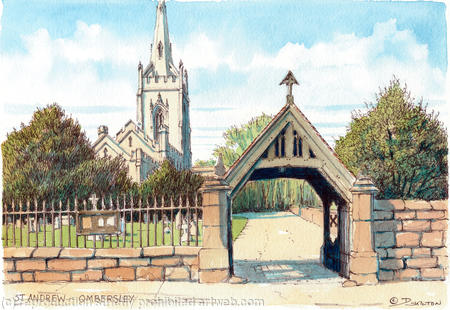 St Andrew Ombersley Nr Worcester Worcestershire, greeting card
