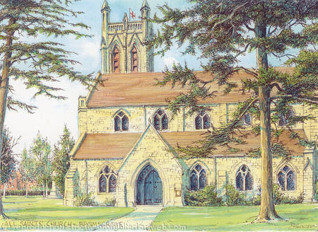 Bromsgrove All Saints church Worcestershire greeting card