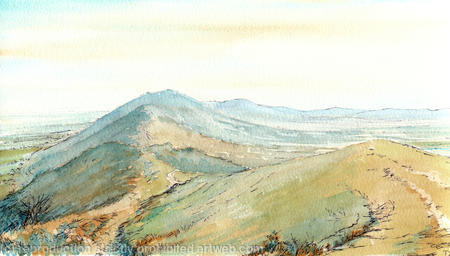 Malvern Hills on a misty day, greeting card