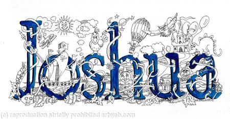 joshua name art pack  of 5 small cards with any short message you wish with the image