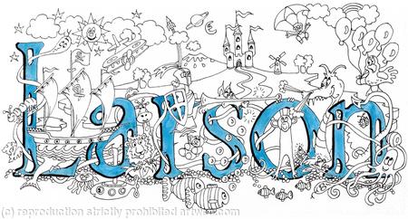larson name art pack of 5 small cards with envelopes