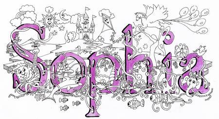 Sophia Name art card ( your short message can be added free)