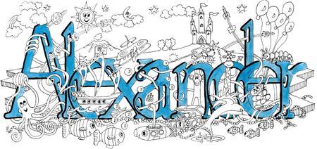 Alexander Name art greeting  card ( your short message can be added free)