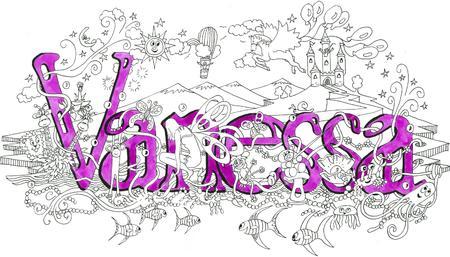 Vanessa Name art greeting  card ( your short message can be added free)