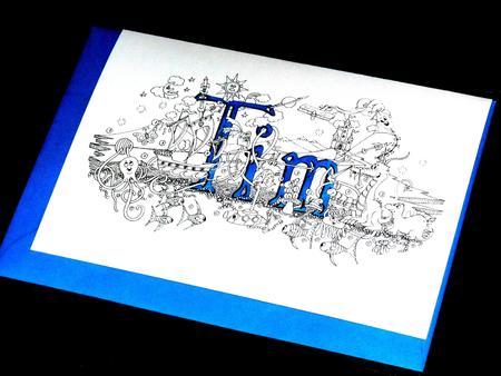 Tim Name art greeting  card ( your short message can be added free)