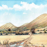 The Stretton Hills Near Church Stretton Shropshire, greeting card - Printed on white hammered finish greeting card 300g