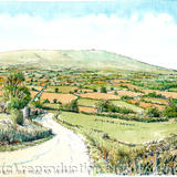 The road to Clee Hill from Hopton Wafers - Framed print on watercolour from pen, pencil and watercolour original