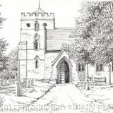 Albrighton Church St. Mary Magdalene Shropshire ( black & White) - Black on White quality hammered finish card 300g supplied with matching envelope