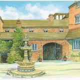 The Mill Hotel entrance Alveley Shropshire - Print on white hammered finish greeting card