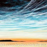 Cool sunset with noctilucent clouds and stars. Acrylic paint on stretched canvas - acrylic on stretched canvas
