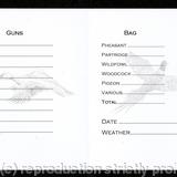 Shoot card inside, 9 guns light duck and pheasant watermarks, date and weather - prined with my pencil and pen artwork