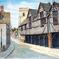 Much Wenlock Shropshire the Market hall and church tower