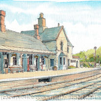 Highley Station before the Engine House and the foot bridge, greeting card