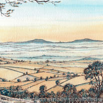 Abberley from Clee Hill at dawn, greeting card