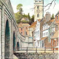 Bewdley from beside the bridge over the Severn (Portrait) greeting card