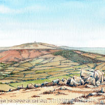 Brown Clee with the summit of Clee Hill with The Wrekin in the distance