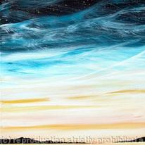 sunset with gold stars print on greeting card