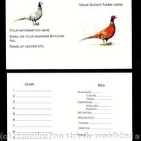 Buy now pack of 20 shoot cards standing coloured pheasant with Gothic script, split pheasants and partridge and weather