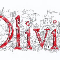 Olivia name art greeting card or invitation card
