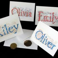 Name card invitation pack of 10 cards of any name you require (max. 8 letters)with envelopes