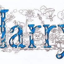 Harry name art Pack of 5 small cards with envelopes