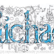 Michael name art or illustration, pack of 5 small greeting cards with enbvelopes