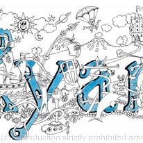 Ryan name art ( darker) or illustration pack of 5 small greeting cards with enbvelopes