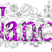 Nancy name art ( purple) children's design. pack of 5 small cards 