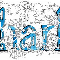 Charlie Name blue art card ( your short message can be added free)