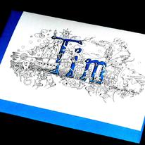 Tim Name art greeting  card ( your short message can be added free)