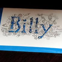 Billy Name art greeting  card ( your short message can be added free)