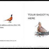 Shoot card (A) Woodcock on the front pack of 20 bespoke, Your information on the front or back