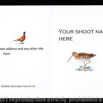 Shoot card (E) Snipe on the front pack of 20 bespoke, your information on the front or back