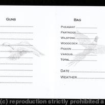 Shoot card inside, 10 guns light duck and pheasant watermarks, date and weather