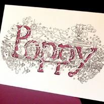 Name art card example Poppy, I will produce any name for you like this in this style