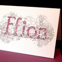 Name art card example Ffion, I will produce any name for you like this in this style
