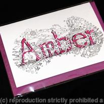 Name art card example Amber , I will produce any name for you like this in this style