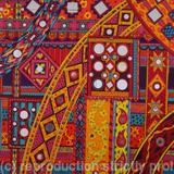 Karnataka Karnival - Gouache, Polyurethene, Beading, Shsha etc. on box anvas