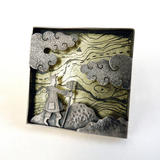 Trekking brooch/wall piece - silver and 18ct lemon gold leaf