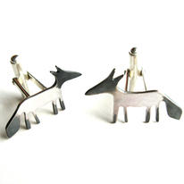 silver fox cufflinks facing forwards