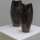 Two tall glazed pots