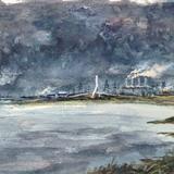 Giant Of The Estuary Incoming Storm - Mixed Media