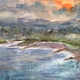 Sunset Over The River Dee - Watercolor / Mixed Media