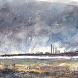 View Of Mostyn Docks From Prestatyn - Watercolor / Mixed Media