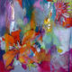 Freckled Lily | £650(sold) | 56 x 56cm | miixed media painting Freckled Lily