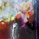 Hibiscus Plum | £1500 | 76 x 76cm | miixed media painting,resin Hibiscus Plum
